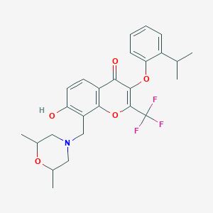 molecular formula C26H28F3NO5 B7775033 8-[(2,6-dimethylmorpholin-4-yl)methyl]-7-hydroxy-3-(2-isopropylphenoxy)-2-(trifluoromethyl)-4H-chromen-4-one 