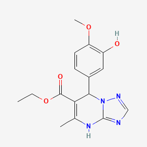 molecular formula C16H18N4O4 B7775044 Ethyl 7-(3-hydroxy-4-methoxyphenyl)-5-methyl-4,7-dihydro[1,2,4]triazolo[1,5-a]pyrimidine-6-carboxylate 