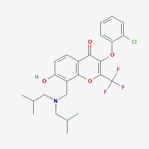molecular formula C25H27ClF3NO4 B7775053 3-(2-chlorophenoxy)-8-[(diisobutylamino)methyl]-7-hydroxy-2-(trifluoromethyl)-4H-chromen-4-one 