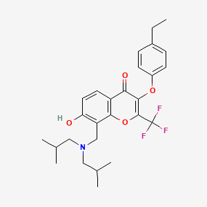 molecular formula C27H32F3NO4 B7775061 8-[(diisobutylamino)methyl]-3-(4-ethylphenoxy)-7-hydroxy-2-(trifluoromethyl)-4H-chromen-4-one 