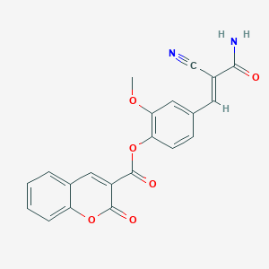 molecular formula C21H14N2O6 B7775180 [4-[(E)-3-amino-2-cyano-3-oxoprop-1-enyl]-2-methoxyphenyl] 2-oxochromene-3-carboxylate 