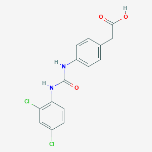 molecular formula C15H12Cl2N2O3 B7775314 2-[4-[(2,4-Dichlorophenyl)carbamoylamino]phenyl]acetic acid 