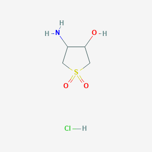 molecular formula C4H10ClNO3S B7775542 3-Amino-4-hydroxytetrahydrothiophene 1,1-dioxide hydrochloride 