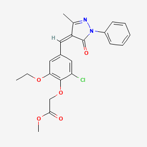 molecular formula C22H21ClN2O5 B7775890 methyl 2-[2-chloro-6-ethoxy-4-[(Z)-(3-methyl-5-oxo-1-phenylpyrazol-4-ylidene)methyl]phenoxy]acetate 