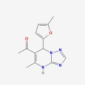 molecular formula C13H14N4O2 B7775961 Ethanone, 1-[5-methyl-7-(5-methylfuran-2-yl)-4,7-dihydro-[1,2,4]triazolo[1,5-a]pyrimidin-6-yl]- 