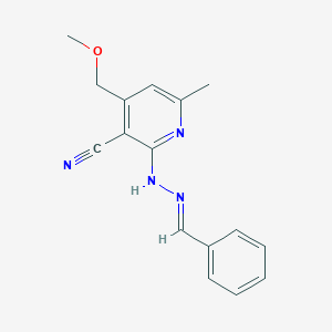 molecular formula C16H16N4O B7776101 2-[(2E)-2-benzylidenehydrazinyl]-4-(methoxymethyl)-6-methylpyridine-3-carbonitrile 