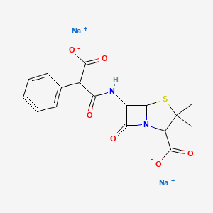 molecular formula C17H16N2Na2O6S B7776169 Disodium;6-[(2-carboxylato-2-phenylacetyl)amino]-3,3-dimethyl-7-oxo-4-thia-1-azabicyclo[3.2.0]heptane-2-carboxylate 