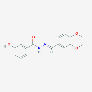 molecular formula C16H14N2O4 B7776672 N'-[(E)-2,3-dihydro-1,4-benzodioxin-6-ylmethylidene]-3-hydroxybenzohydrazide 