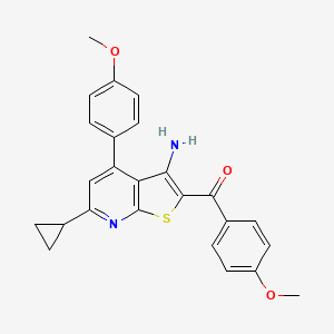 molecular formula C25H22N2O3S B7776786 [3-Amino-6-cyclopropyl-4-(4-methoxyphenyl)thieno[2,3-b]pyridin-2-yl](4-methoxyphenyl)methanone 