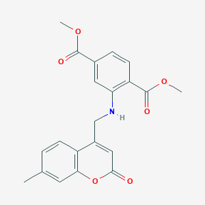 molecular formula C21H19NO6 B7776862 dimethyl 2-{[(7-methyl-2-oxo-2H-chromen-4-yl)methyl]amino}benzene-1,4-dicarboxylate 