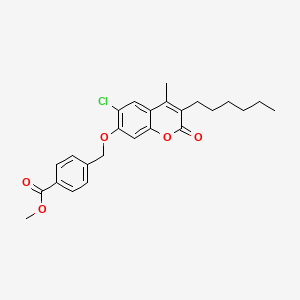 methyl 4-{[(6-chloro-3-hexyl-4-methyl-2-oxo-2H-chromen-7-yl)oxy]methyl}benzoate