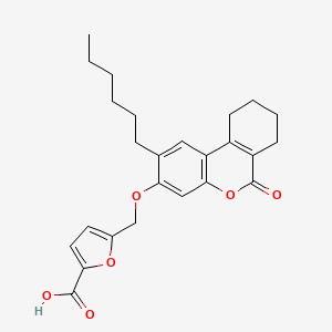 molecular formula C25H28O6 B7776906 5-{[(2-hexyl-6-oxo-7,8,9,10-tetrahydro-6H-benzo[c]chromen-3-yl)oxy]methyl}furan-2-carboxylic acid 