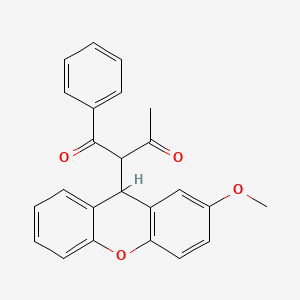 molecular formula C24H20O4 B7776945 2-(2-methoxy-9H-xanthen-9-yl)-1-phenylbutane-1,3-dione 