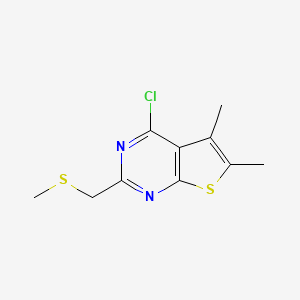 molecular formula C10H11ClN2S2 B7777245 4-Chloro-5,6-dimethyl-2-[(methylsulfanyl)methyl]thieno[2,3-d]pyrimidine 