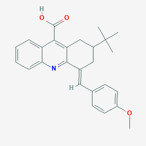molecular formula C26H27NO3 B7777407 (4E)-2-tert-butyl-4-[(4-methoxyphenyl)methylidene]-2,3-dihydro-1H-acridine-9-carboxylic acid 