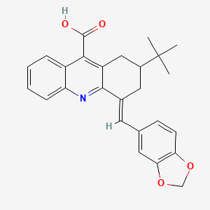 (4E)-4-(1,3-benzodioxol-5-ylmethylidene)-2-tert-butyl-2,3-dihydro-1H-acridine-9-carboxylic acid