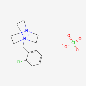 molecular formula C13H18Cl2N2O4 B7777874 1-[(2-Chlorophenyl)methyl]-1,4-diazabicyclo[2.2.2]octan-1-ium perchlorate 