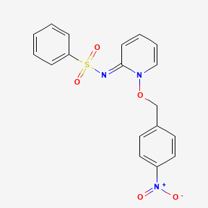 molecular formula C18H15N3O5S B7777964 N-[(2E)-1-[(4-Nitrophenyl)methoxy]-1,2-dihydropyridin-2-ylidene]benzenesulfonamide 