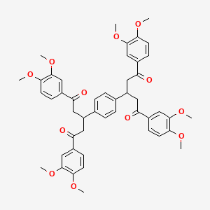 molecular formula C48H50O12 B7778167 3-{4-[1,5-Bis(3,4-dimethoxyphenyl)-1,5-dioxopentan-3-yl]phenyl}-1,5-bis(3,4-dimethoxyphenyl)pentane-1,5-dione CAS No. 15775-88-9