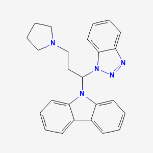 molecular formula C25H25N5 B7778342 9-[1-(1H-1,2,3-Benzotriazol-1-yl)-3-(pyrrolidin-1-yl)propyl]-9H-carbazole 