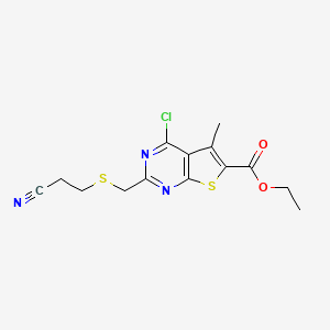 Ethyl 4-chloro-2-{[(2-cyanoethyl)thio]methyl}-5-methylthieno[2,3-d]pyrimidine-6-carboxylate