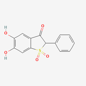 molecular formula C14H10O5S B7778484 5,6-Dihydroxy-2-phenyl-1-benzothiophen-3(2H)-one 1,1-dioxide 