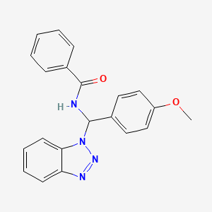 molecular formula C21H18N4O2 B7778625 N-[4-Methoxy-alpha-(1H-benzotriazol-1-yl)benzyl]benzamide 
