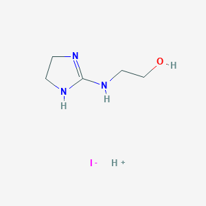molecular formula C5H12IN3O B7778650 2-(4,5-dihydro-1H-imidazol-2-ylamino)ethanol;hydron;iodide 