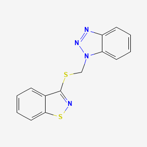 molecular formula C14H10N4S2 B7778656 1-[(1,2-Benzothiazol-3-ylsulfanyl)methyl]-1H-1,2,3-benzotriazole 