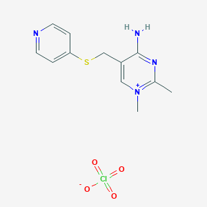 molecular formula C12H15ClN4O4S B7779021 1,2-Dimethyl-5-[(4-pyridinylthio)methyl]-4(1H)-pyrimidinimine perchlorate 