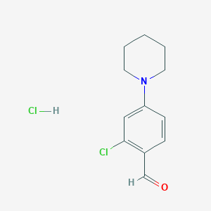 molecular formula C12H15Cl2NO B7779421 2-Chloro-4-(piperidin-1-yl)benzaldehyde hydrochloride 