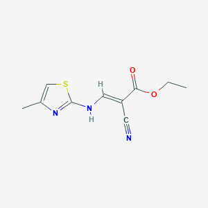 molecular formula C10H11N3O2S B7780086 2-Cyano-3-(4-methyl-thiazol-2-ylamino)-acrylic acid ethyl ester 