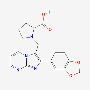 molecular formula C19H18N4O4 B7780098 1-{[2-(2H-1,3-Benzodioxol-5-yl)imidazo[1,2-a]pyrimidin-3-yl]methyl}pyrrolidine-2-carboxylic acid 