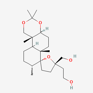 molecular formula C23H40O5 B7780148 2-[(2'S,4aS,6aS,7R,8R,10bR)-2'-(hydroxymethyl)-3,3,6a,8,10b-pentamethylspiro[1,4a,5,6,8,9,10,10a-octahydronaphtho[2,1-d][1,3]dioxine-7,5'-oxolane]-2'-yl]ethanol 