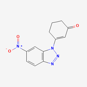 molecular formula C12H10N4O3 B7780615 3-(6-Nitro-1H-benzotriazol-1-yl)-2-cyclohexen-1-one 