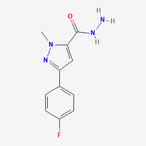 molecular formula C11H11FN4O B7780773 3-(4-fluorophenyl)-1-methyl-1H-pyrazole-5-carbohydrazide CAS No. 948293-22-9
