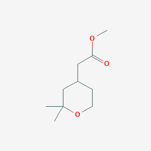 molecular formula C10H18O3 B7781018 Methyl 2-(2,2-dimethyloxan-4-yl)acetate 