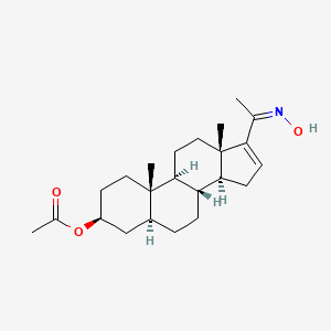 molecular formula C23H35NO3 B7781139 Acetic acid 20-(hydroxyimino)-5alpha-pregna-16-ene-3beta-yl ester 