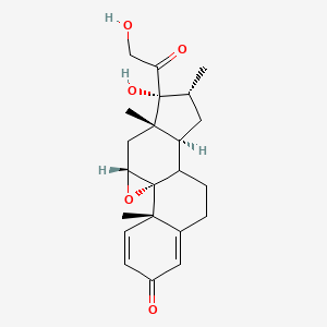 molecular formula C22H28O5 B7781164 (1R,2S,11S,13R,14R,15S,17R)-14-hydroxy-14-(2-hydroxyacetyl)-2,13,15-trimethyl-18-oxapentacyclo[8.8.0.01,17.02,7.011,15]octadeca-3,6-dien-5-one 