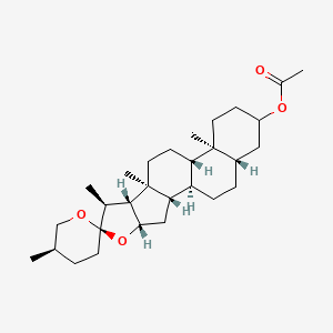 molecular formula C29H46O4 B7781262 [(1R,2S,4S,5'R,6R,7S,8R,9S,12S,13S,18S)-5',7,9,13-tetramethylspiro[5-oxapentacyclo[10.8.0.02,9.04,8.013,18]icosane-6,2'-oxane]-16-yl] acetate 