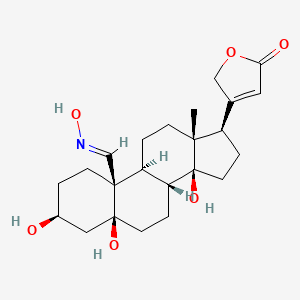 molecular formula C23H33NO6 B7781276 (E)-3,5,14-trihydroxy-13-methyl-17-(5-oxo-2,5-dihydrofuran-3-yl)hexadecahydro-1H-cyclopenta[a]phenanthrene-10-carbaldehyde oxime 
