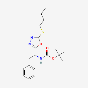 molecular formula C19H27N3O3S B7781305 tert-butyl N-[(1R)-1-(5-butylsulfanyl-1,3,4-oxadiazol-2-yl)-2-phenylethyl]carbamate 