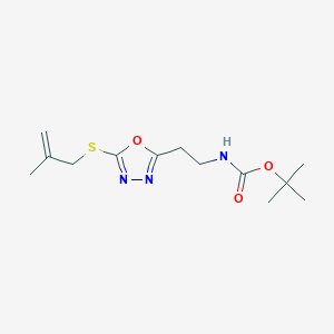 molecular formula C13H21N3O3S B7781310 Tert-butyl (2-{5-[(2-methylprop-2-en-1-yl)sulfanyl]-1,3,4-oxadiazol-2-yl}ethyl)carbamate 