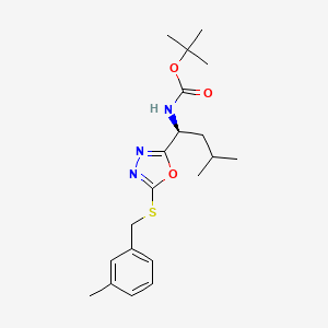 tert-butyl N-[(1S)-3-methyl-1-[5-[(3-methylphenyl)methylsulfanyl]-1,3,4-oxadiazol-2-yl]butyl]carbamate