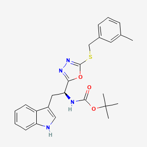 molecular formula C25H28N4O3S B7781321 tert-butyl N-[(1S)-2-(1H-indol-3-yl)-1-[5-[(3-methylphenyl)methylsulfanyl]-1,3,4-oxadiazol-2-yl]ethyl]carbamate 