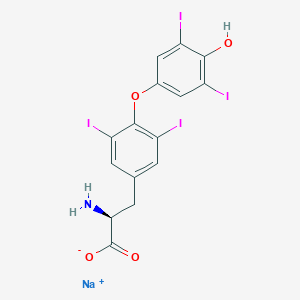 molecular formula C15H10I4NNaO4 B7781366 sodium;(2S)-2-amino-3-[4-(4-hydroxy-3,5-diiodophenoxy)-3,5-diiodophenyl]propanoate 