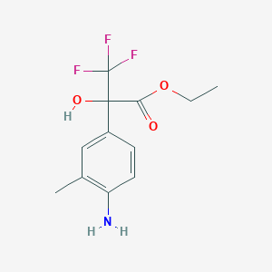 molecular formula C12H14F3NO3 B7781423 Ethyl 2-(4-amino-3-methylphenyl)-3,3,3-trifluoro-2-hydroxypropanoate 