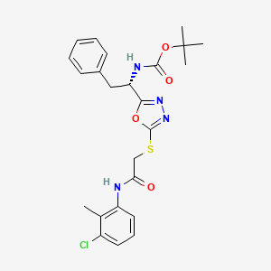 molecular formula C24H27ClN4O4S B7781458 tert-butyl {(1S)-1-[5-({2-[(3-chloro-2-methylphenyl)amino]-2-oxoethyl}sulfanyl)-1,3,4-oxadiazol-2-yl]-2-phenylethyl}carbamate 