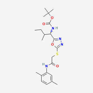 molecular formula C22H32N4O4S B7781465 tert-butyl ((1S,2R)-1-(5-((2-((2,5-dimethylphenyl)amino)-2-oxoethyl)thio)-1,3,4-oxadiazol-2-yl)-2-methylbutyl)carbamate 