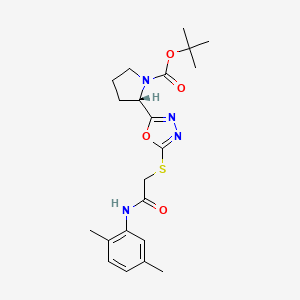 molecular formula C21H28N4O4S B7781477 tert-butyl (2S)-2-[5-({2-[(2,5-dimethylphenyl)amino]-2-oxoethyl}sulfanyl)-1,3,4-oxadiazol-2-yl]pyrrolidine-1-carboxylate 